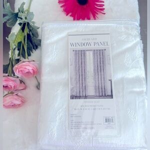 Beautiful Pair of one rod pocket jacquard window panel. 50”w X 84”l.  Wh…